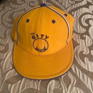 Golden State Warriors Hat Basketball Yellow & Blue Cap Reebok hardwood c…
